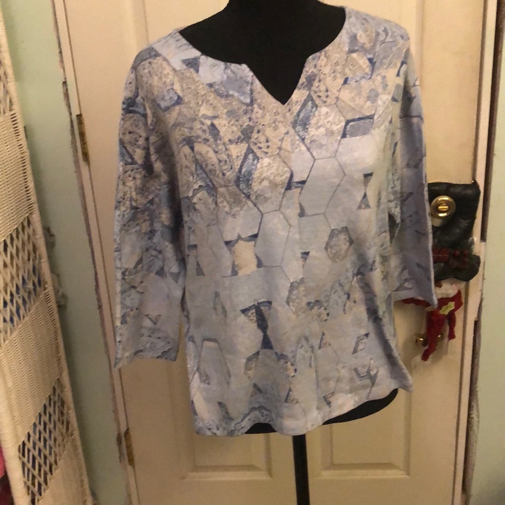 Chicos blue boho v neck top